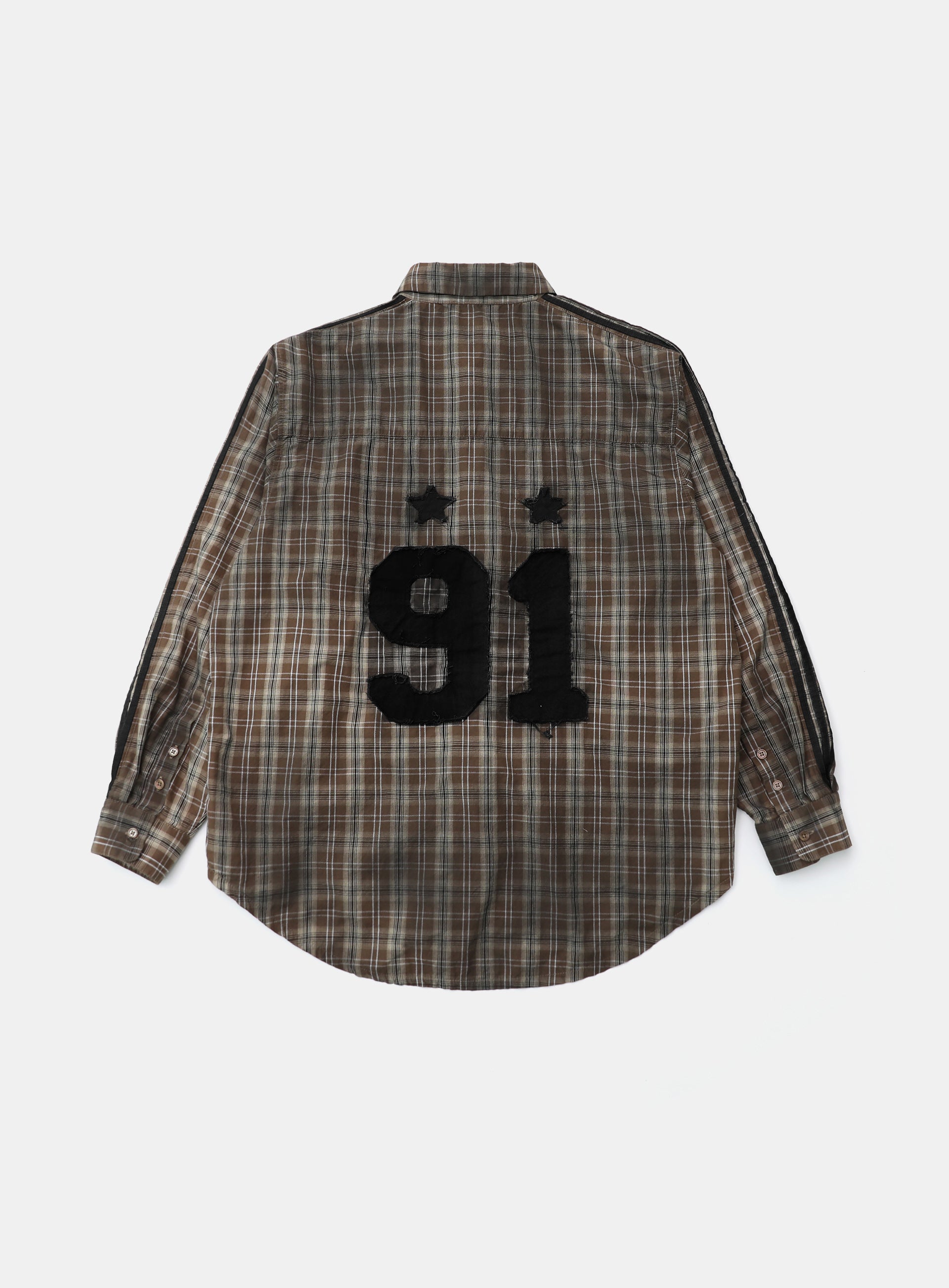 Badblood Vintage Billy Check Shirt Large Fit Brown