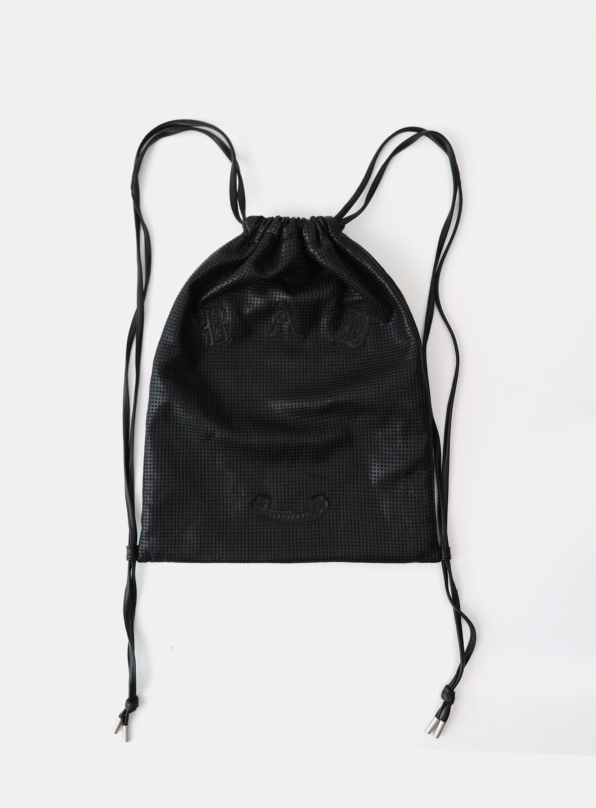 Badblood Perforated Leather Gym Sack - Black