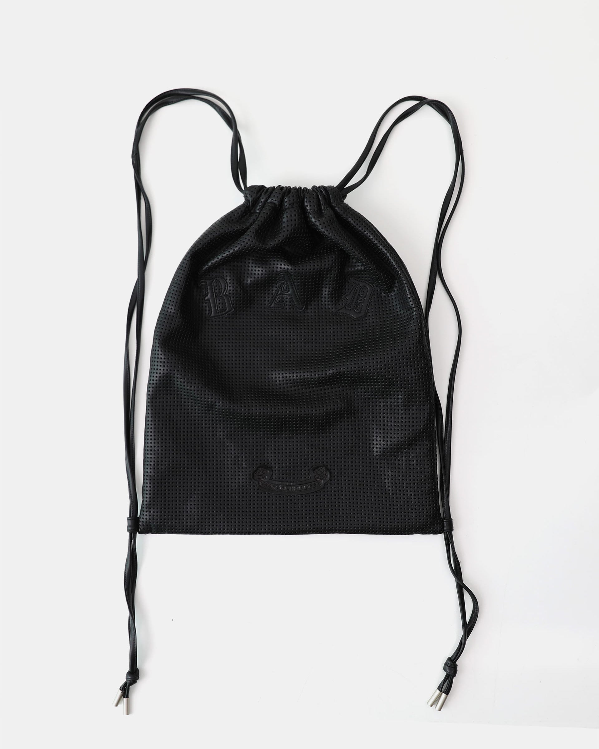 Badblood Perforated Leather Gym Sack - Black