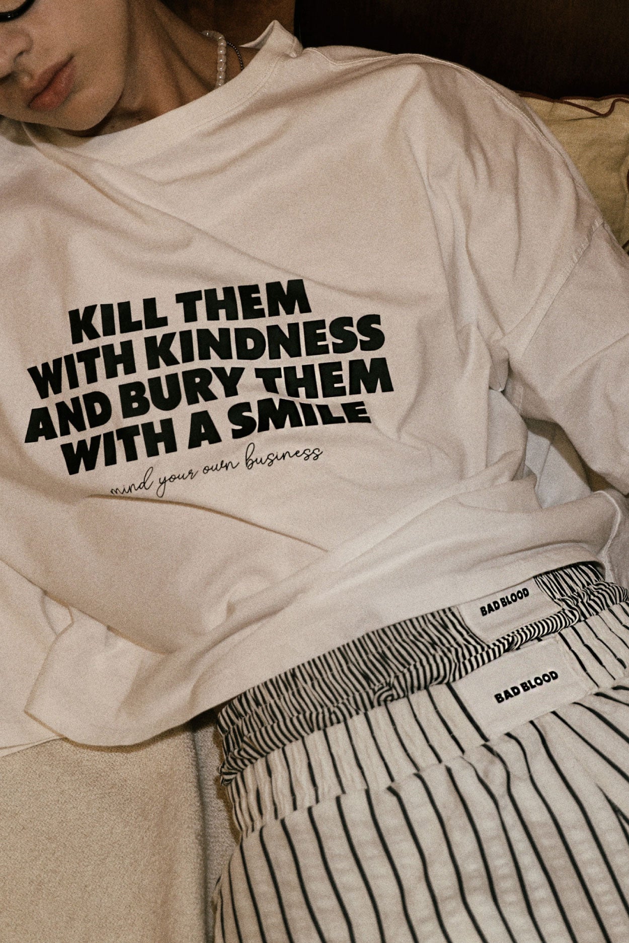 Badblood Kill them overfit crop T-shirt White