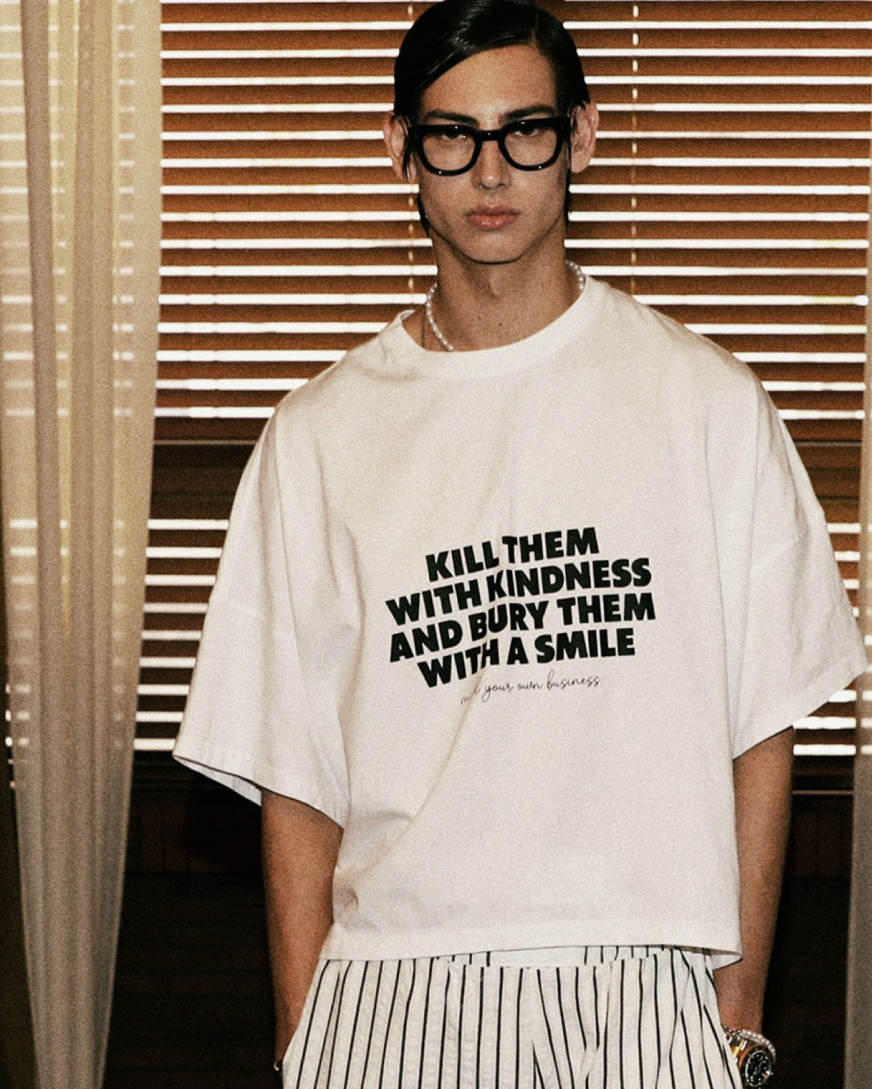 Badblood Kill them overfit crop T-shirt White