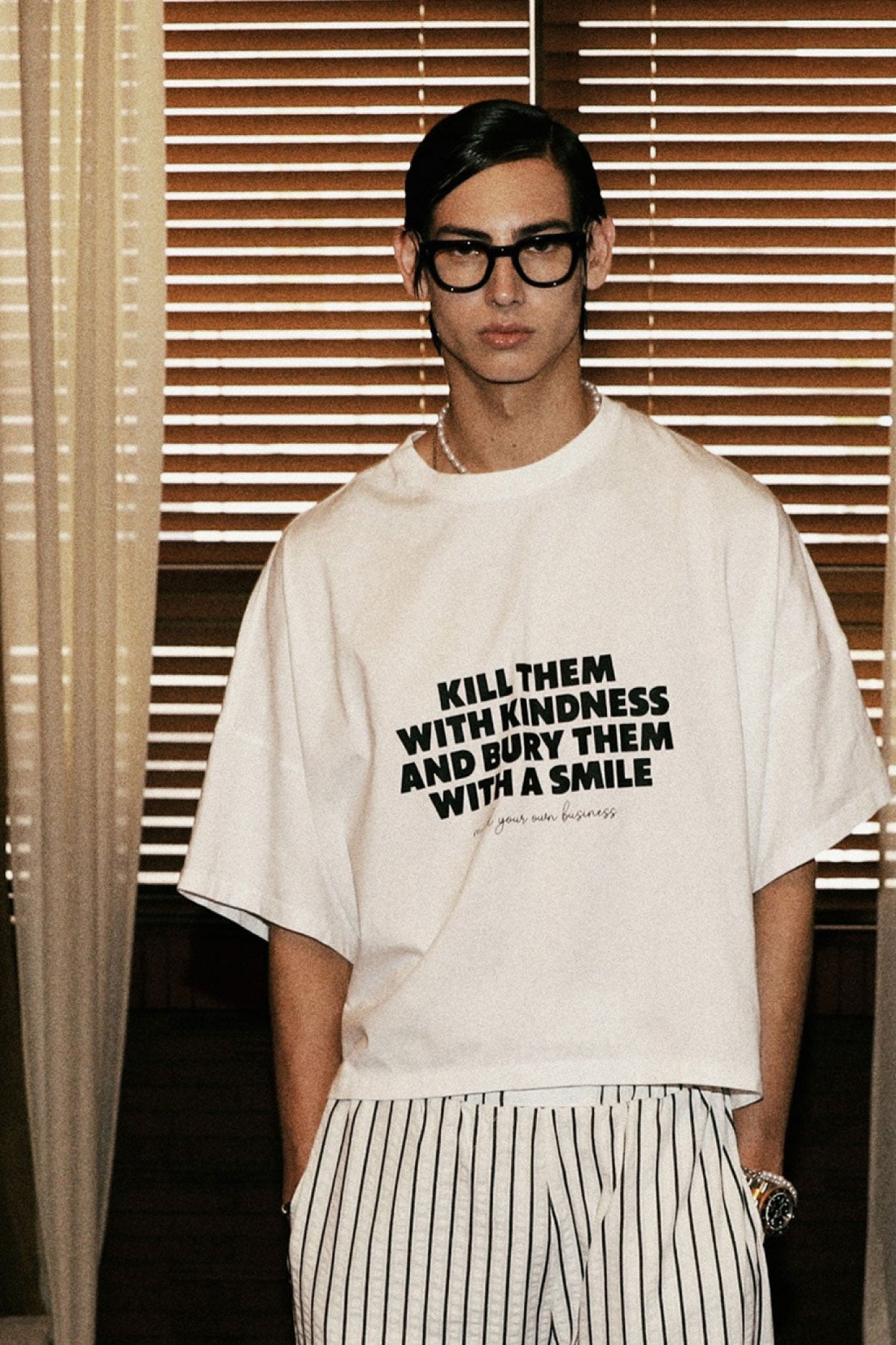 Badblood Kill them overfit crop T-shirt White