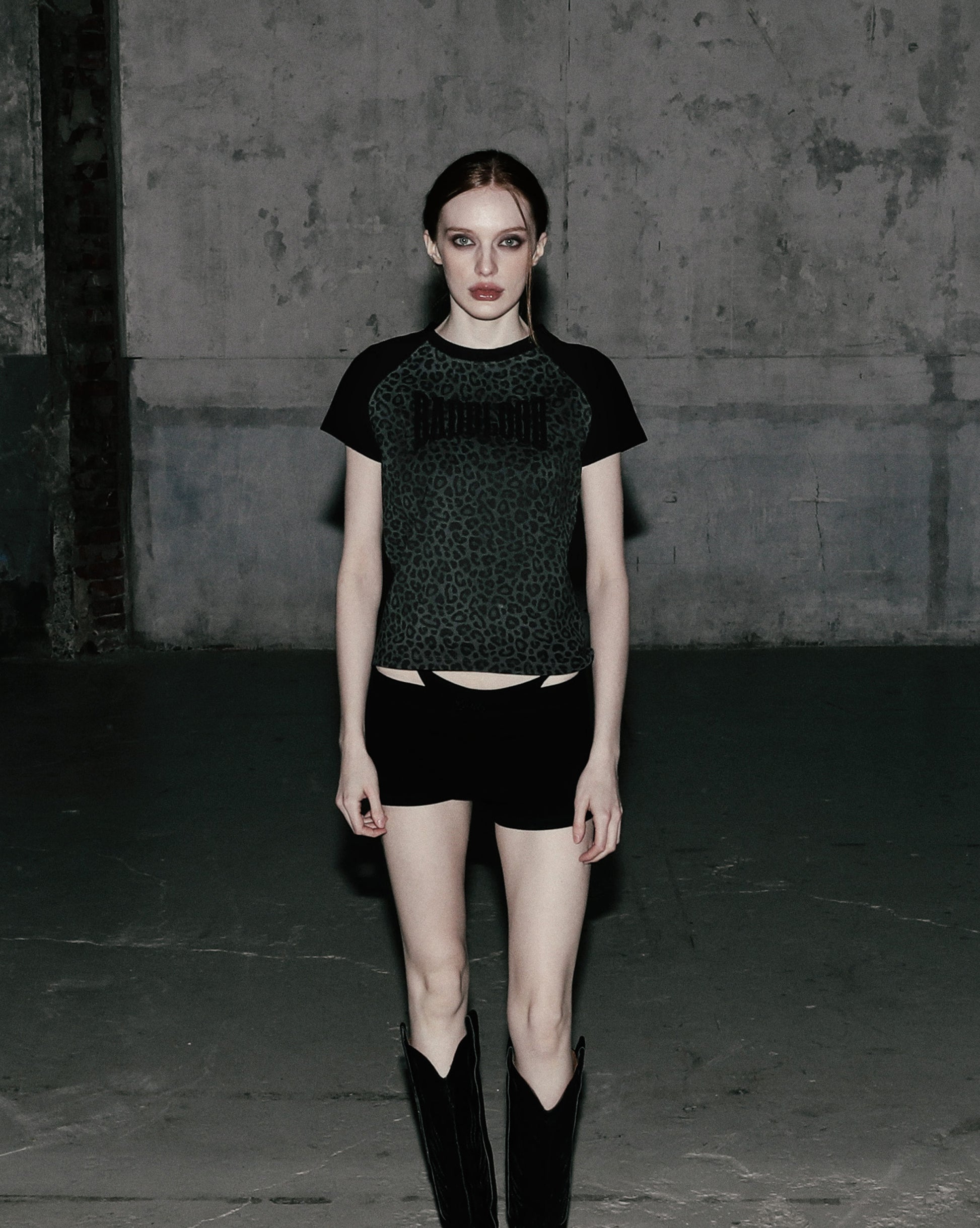 Badblood Contrast Short Sleeve Black Leopard