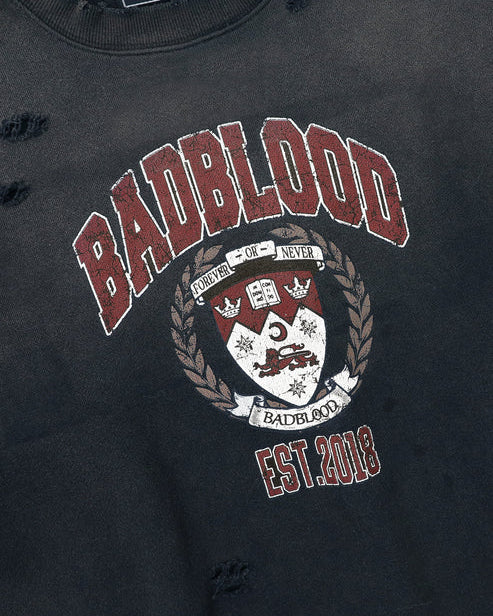 Badblood Workshop Print Distressed sweatshirt - Navy