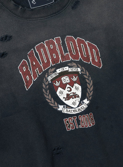 Badblood Workshop Print Distressed sweatshirt - Navy