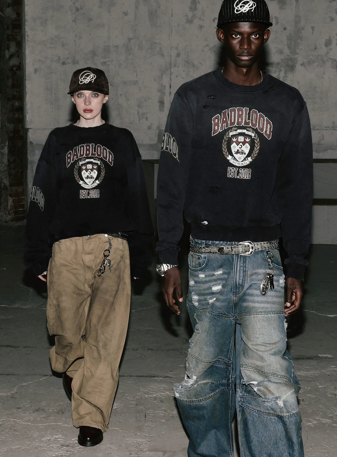 Badblood Workshop Print Distressed sweatshirt - Navy