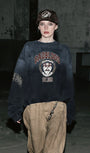 Badblood Workshop Print Distressed sweatshirt - Navy