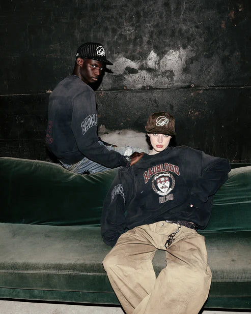 Badblood Workshop Print Distressed sweatshirt - Navy