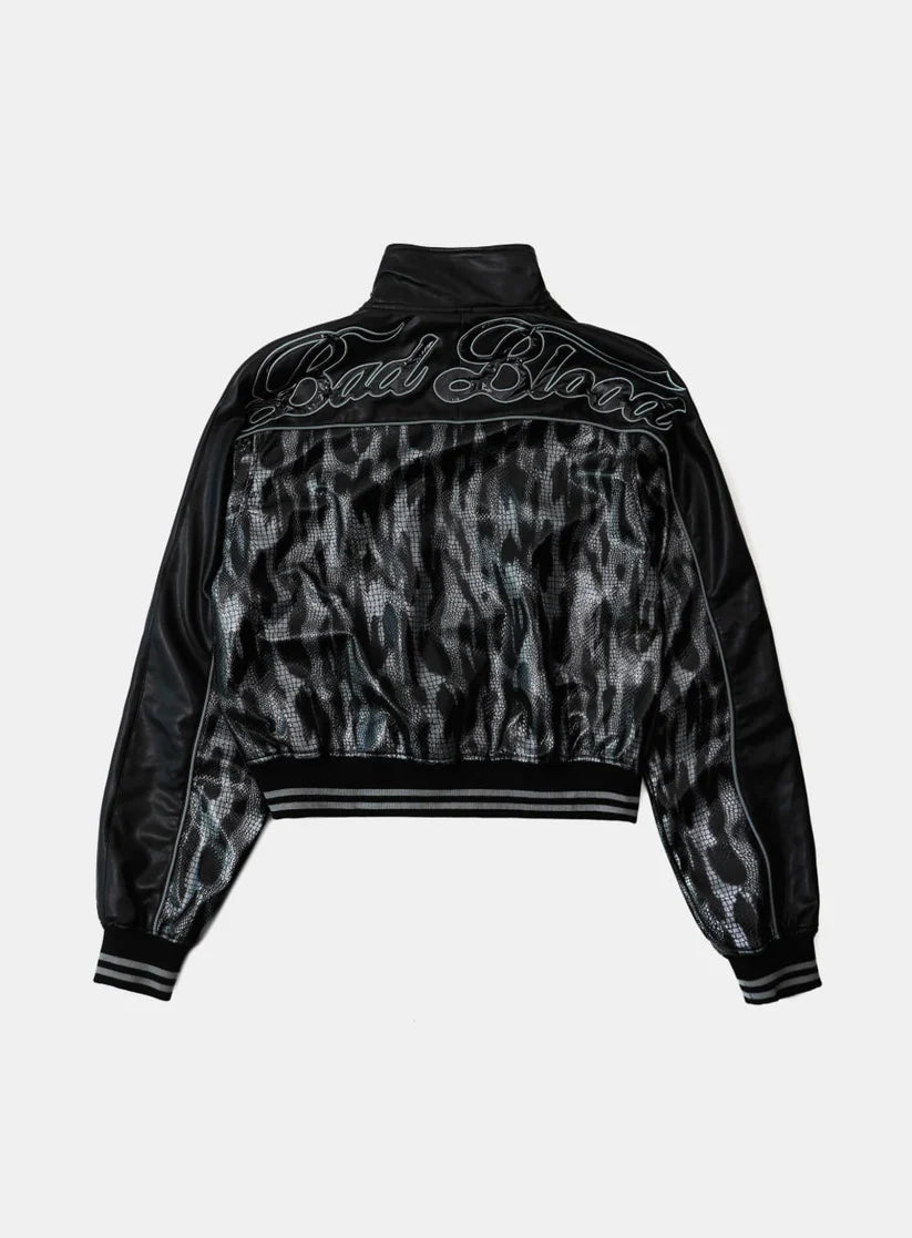 Badblood Contrast Leather Track Jacket - Black Python