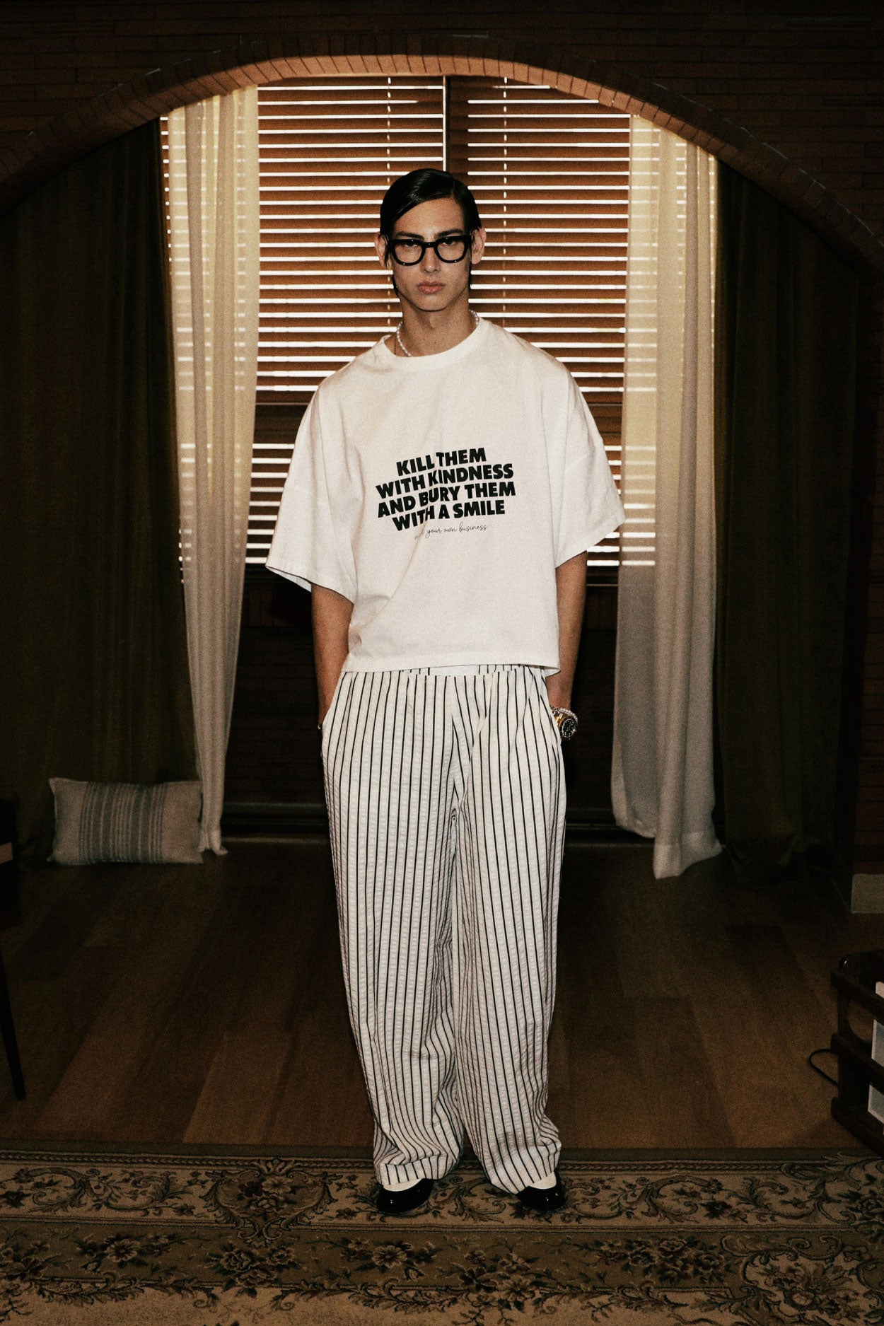 Badblood Kill them overfit crop T-shirt White