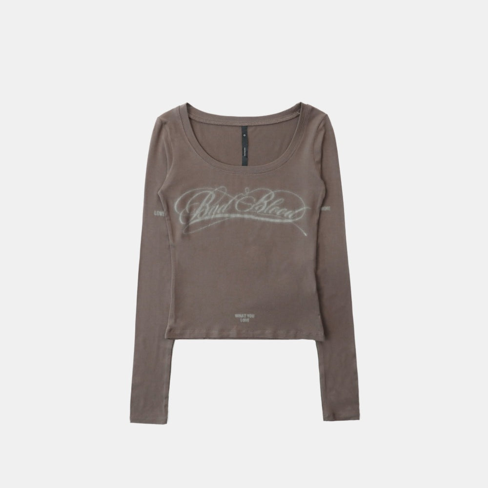 Badblood Dark Classic Scoop Neck Long Sleeve Tobacco