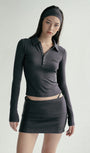 Badblood Beyond Soft Fold Over Mini Skirt - Charcoal