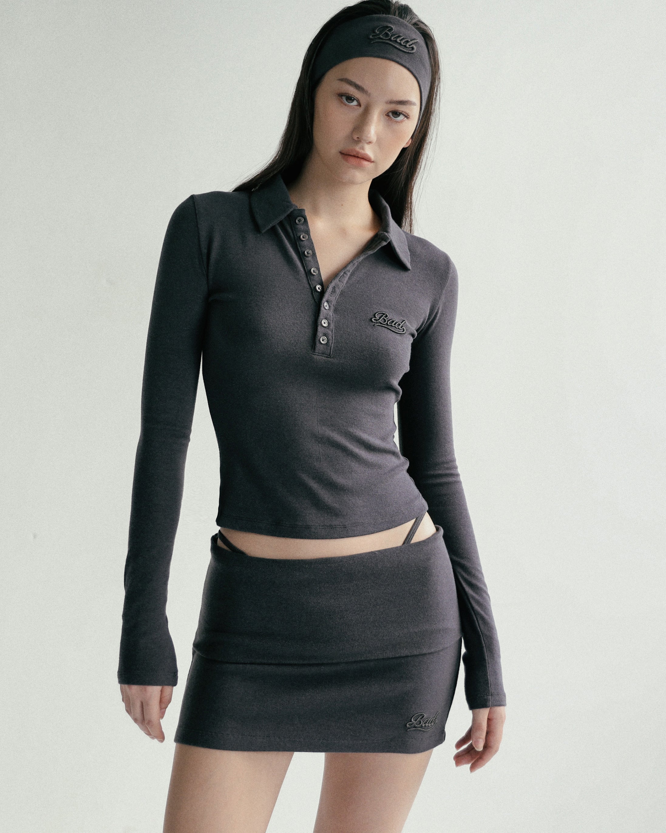 Badblood Beyond Soft Fold Over Mini Skirt - Charcoal
