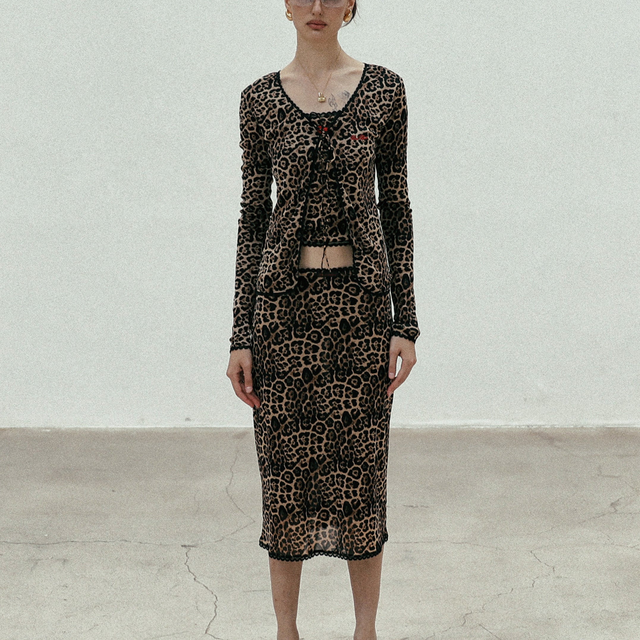 Badblood Leopard midi skirt - brown