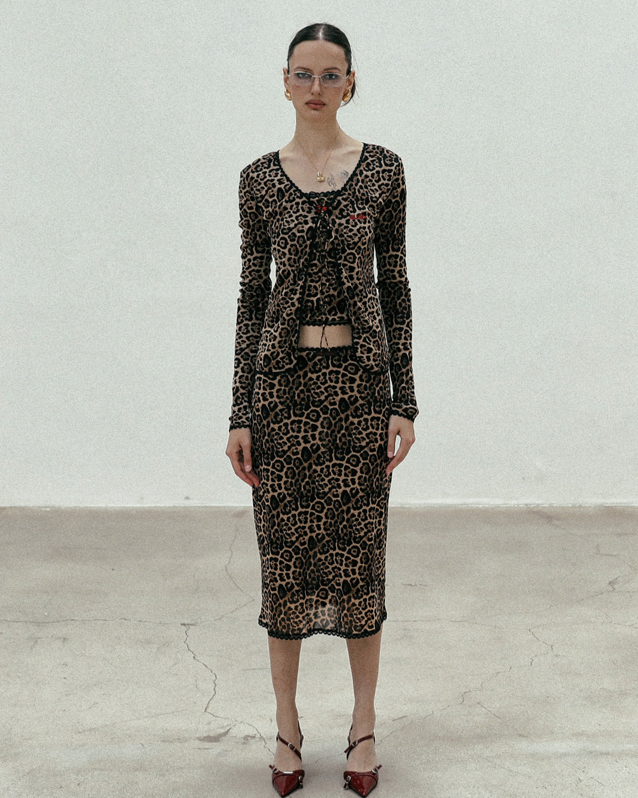 Badblood Leopard midi skirt - brown