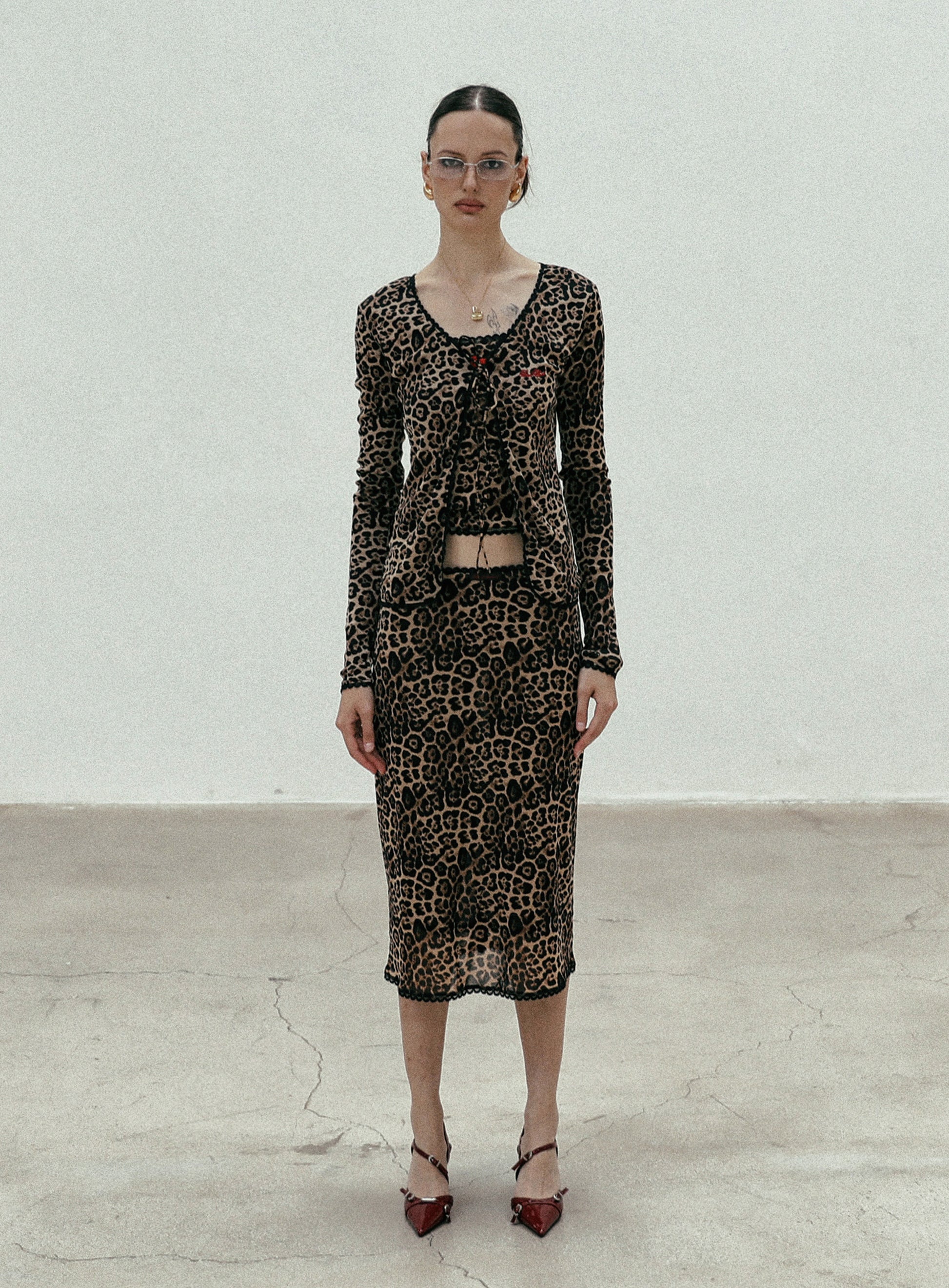 Badblood Leopard midi skirt - brown