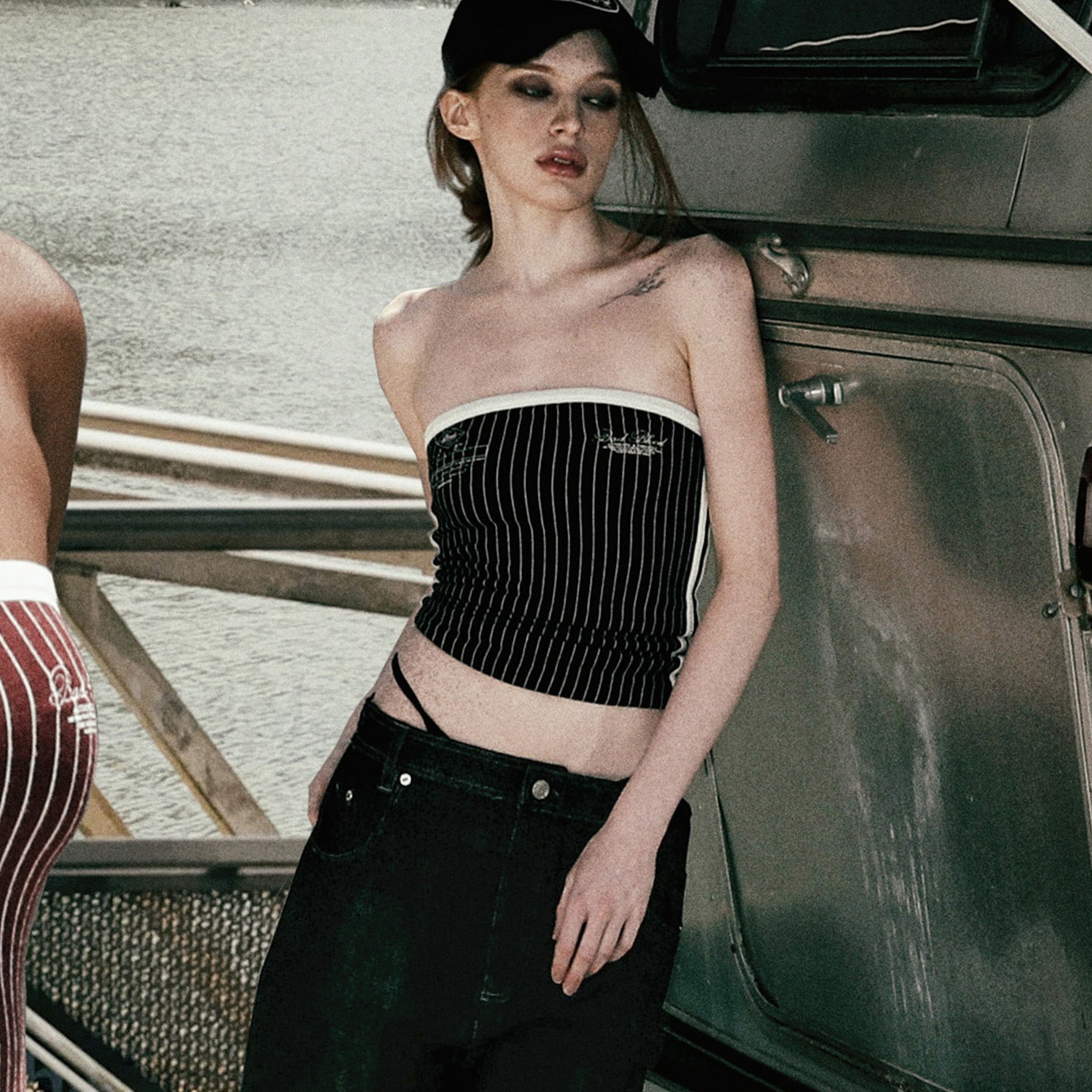 Badblood Classic Logo Stripe Tube Top - Black