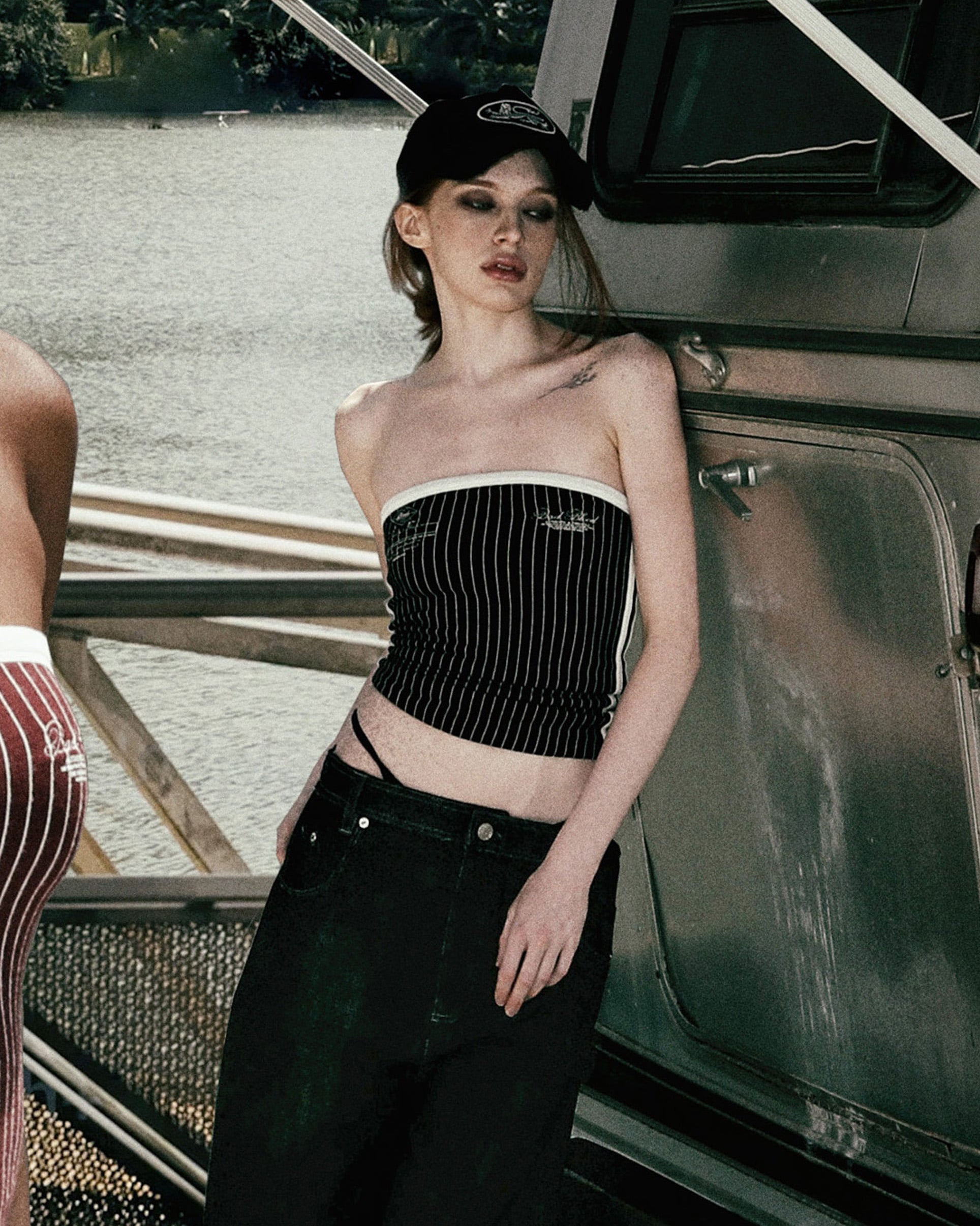 Badblood Classic Logo Stripe Tube Top - Black