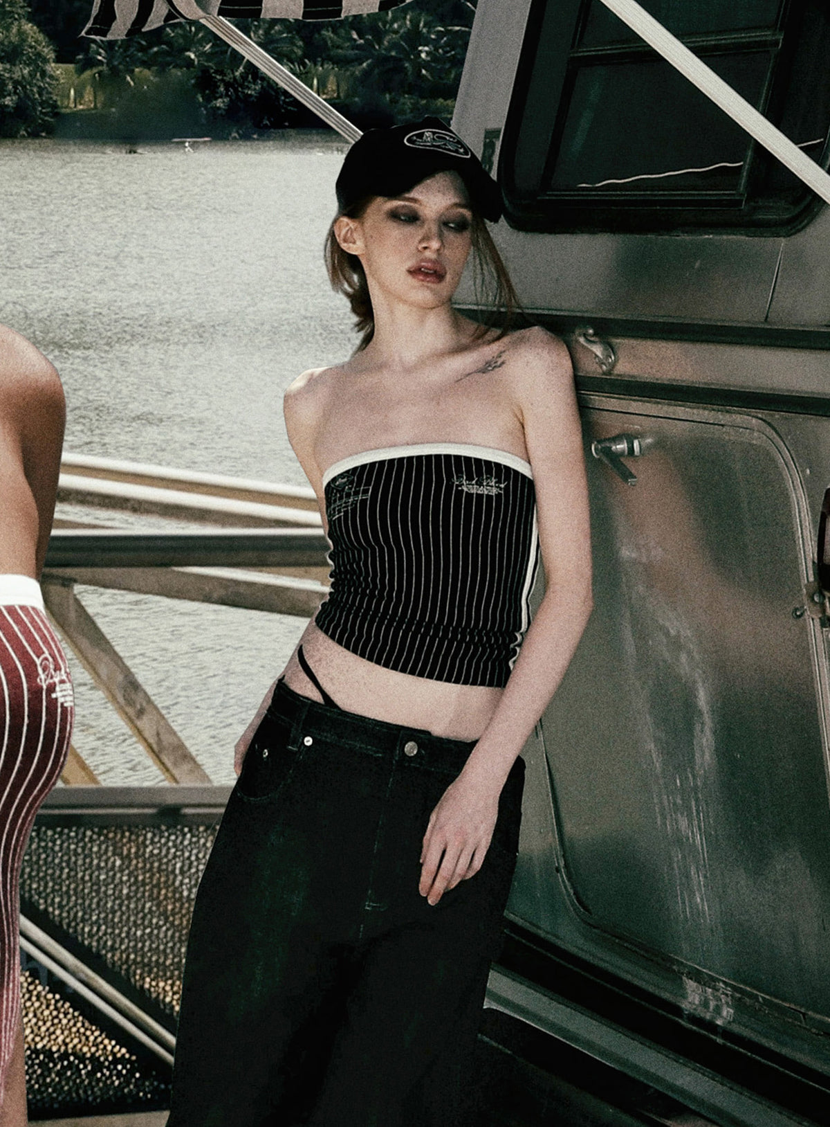 Badblood Classic Logo Stripe Tube Top - Black