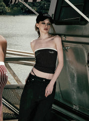 Badblood Classic Logo Stripe Tube Top - Black