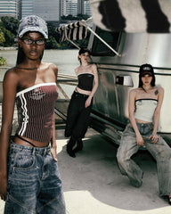 Badblood Classic Logo Stripe Tube Top - Black