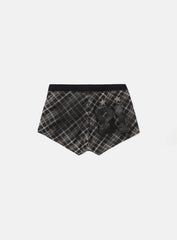 Badblood Vintage Club Boy Shorts - Check Brown