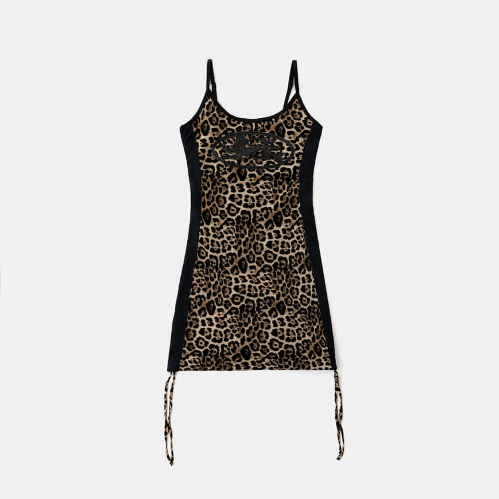 Badblood Mystic String Mini Dress Brown Leopard