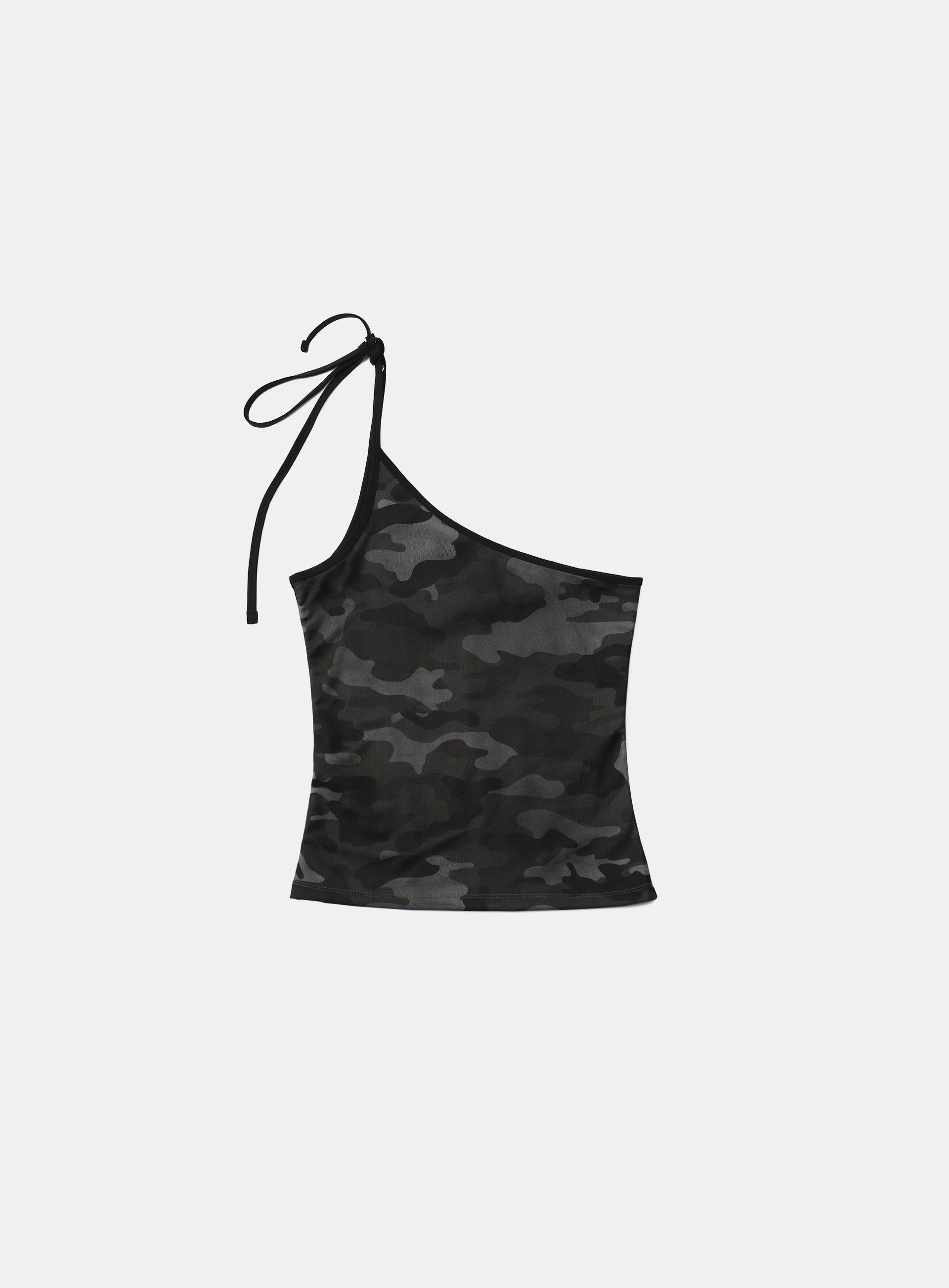 Badblood Vintage Club One Shoulder Tank - Black Camo