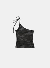 Badblood Vintage Club One Shoulder Tank - Black Camo