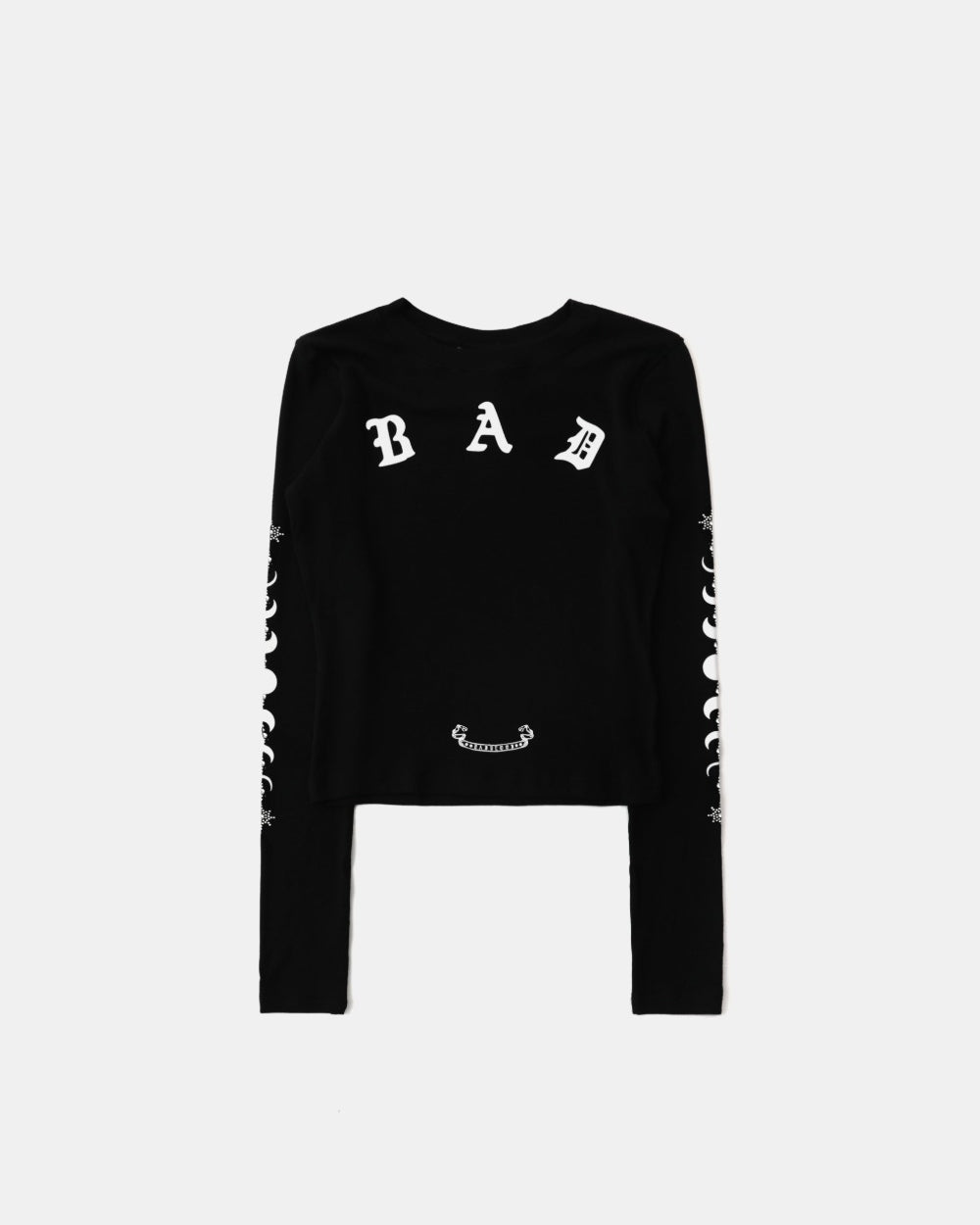 Badblood Mystic Rhinestone Logo Jersey Slim Long Sleeve Black