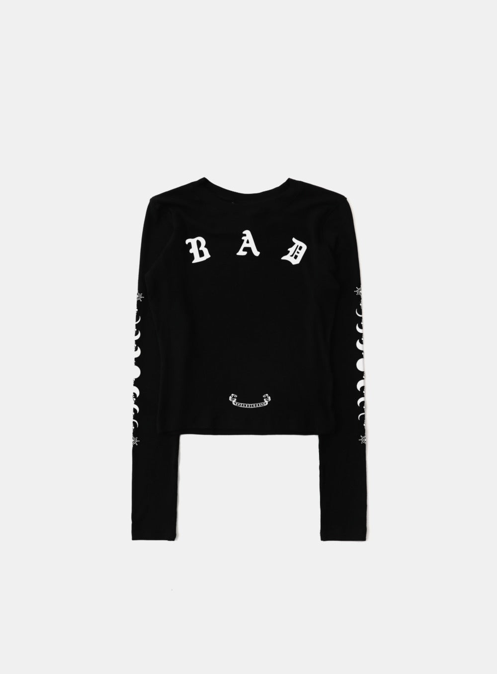 Badblood Mystic Rhinestone Logo Jersey Slim Long Sleeve Black