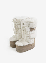 Badblood Eskimo Boots Tall Platform Cream