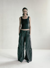 Badblood Curved Nylon Cargo Pants Charcoal