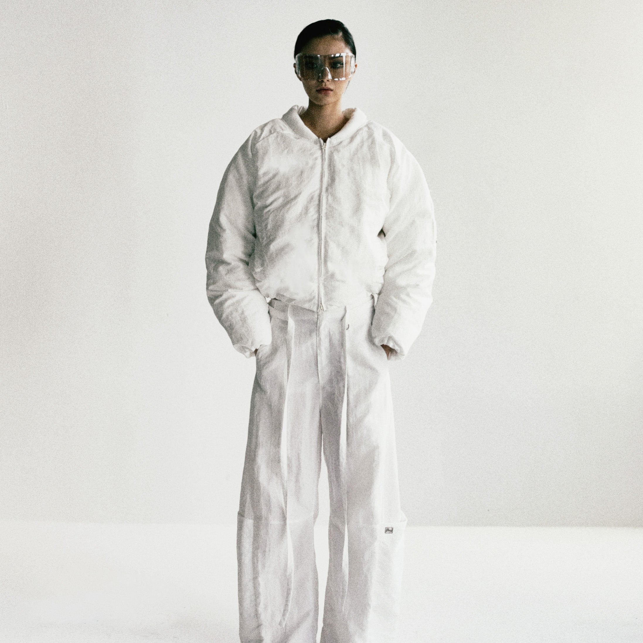 Badblood Curved Nylon Cargo Pants Cream