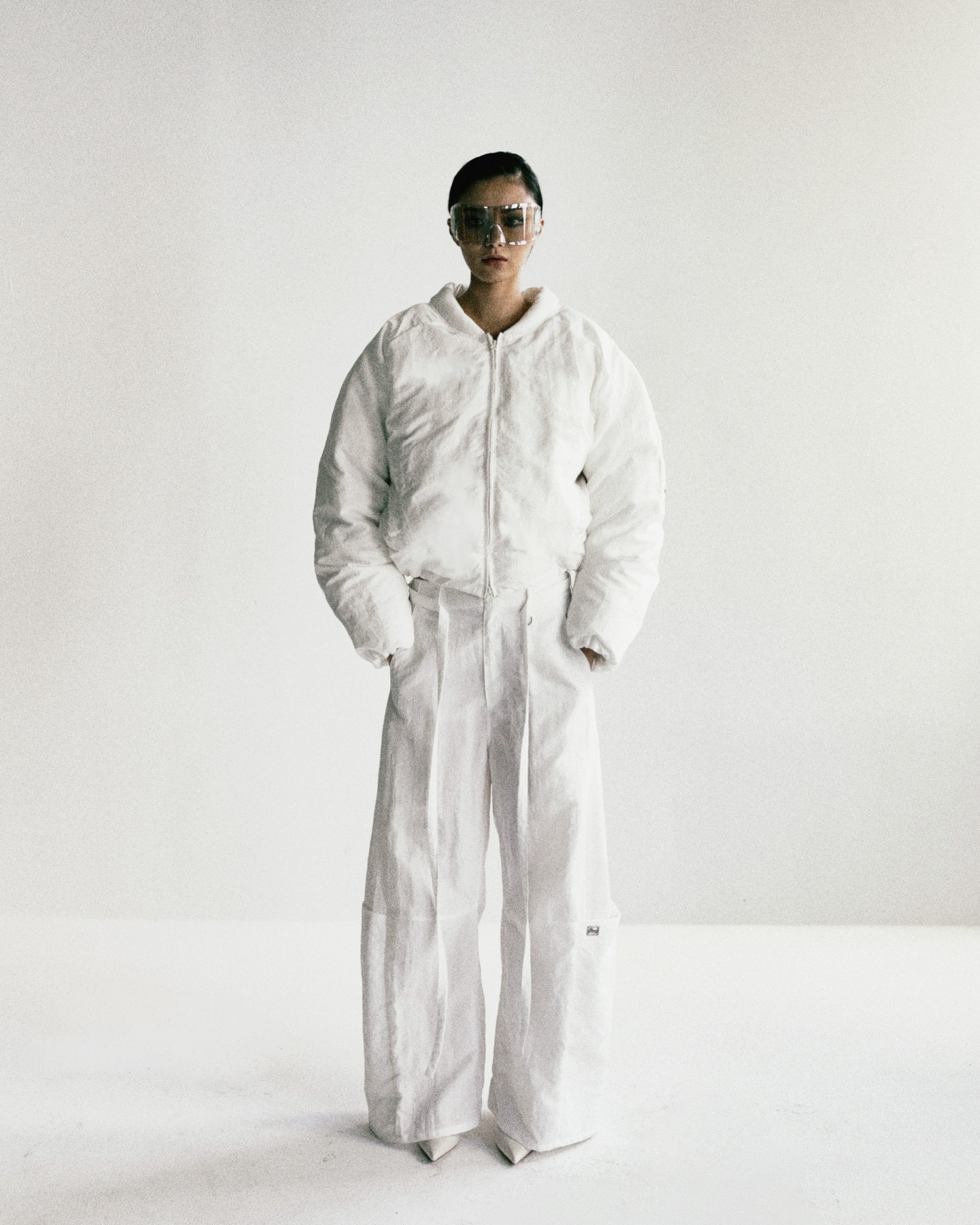 Badblood Curved Nylon Cargo Pants Cream