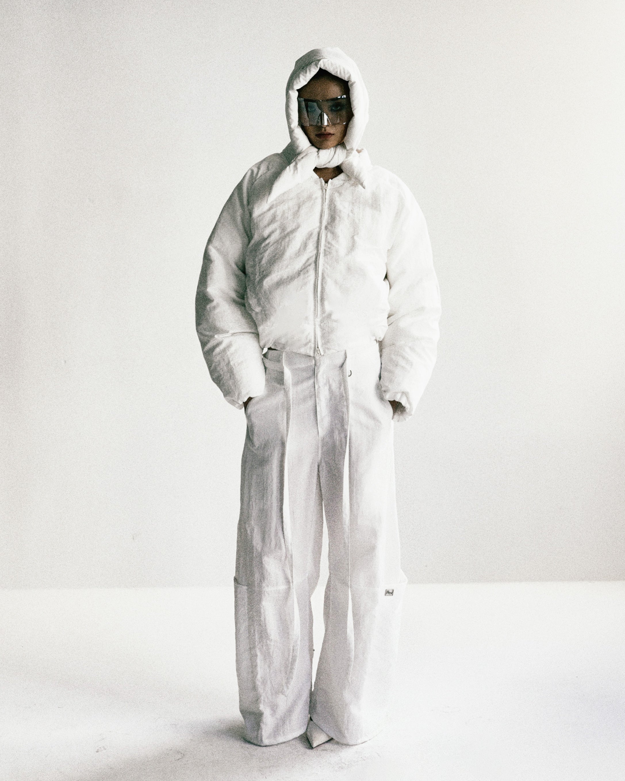 Badblood Curved Nylon Cargo Pants Cream