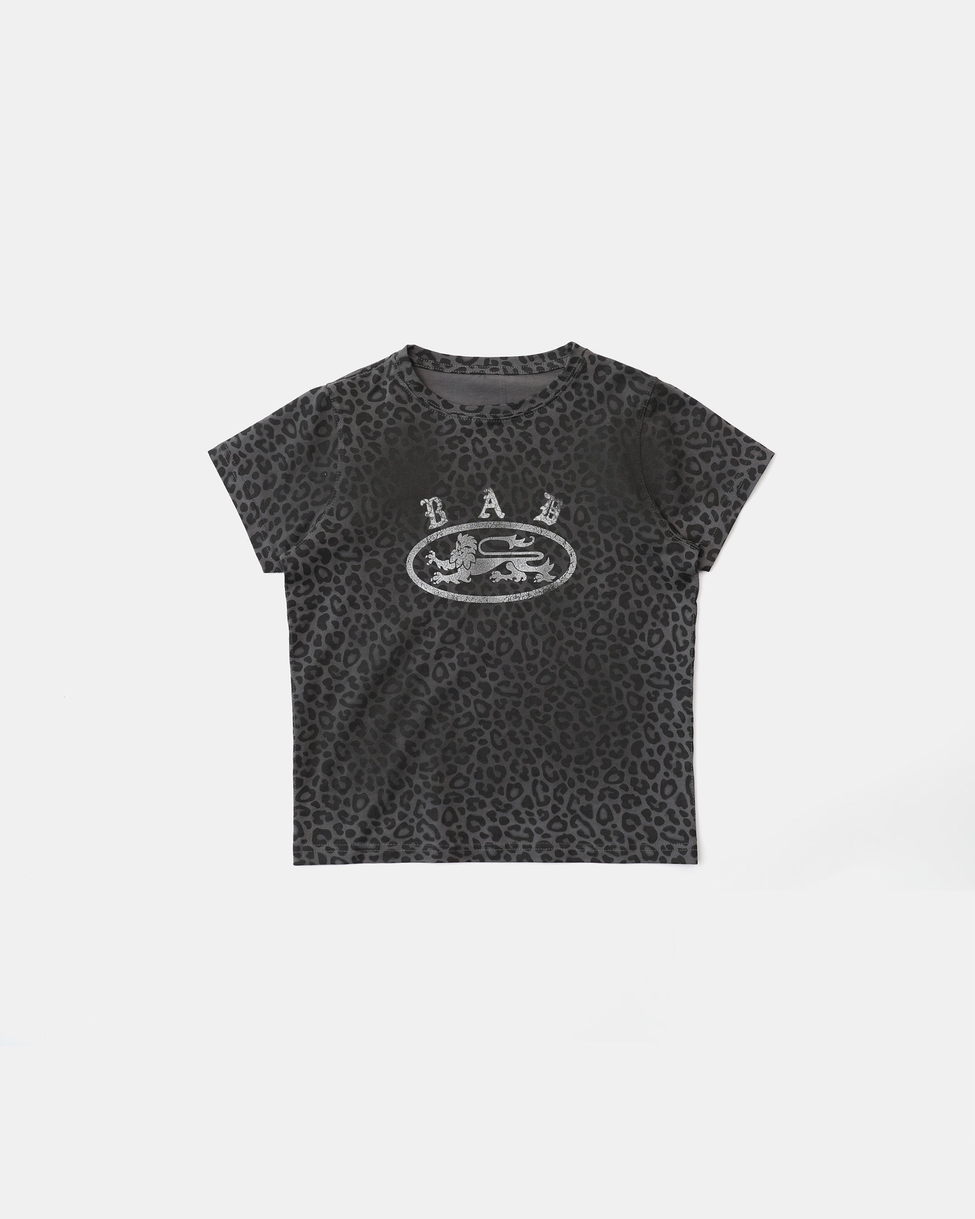 Badblood Crack Print T-Shirt Black Leopard