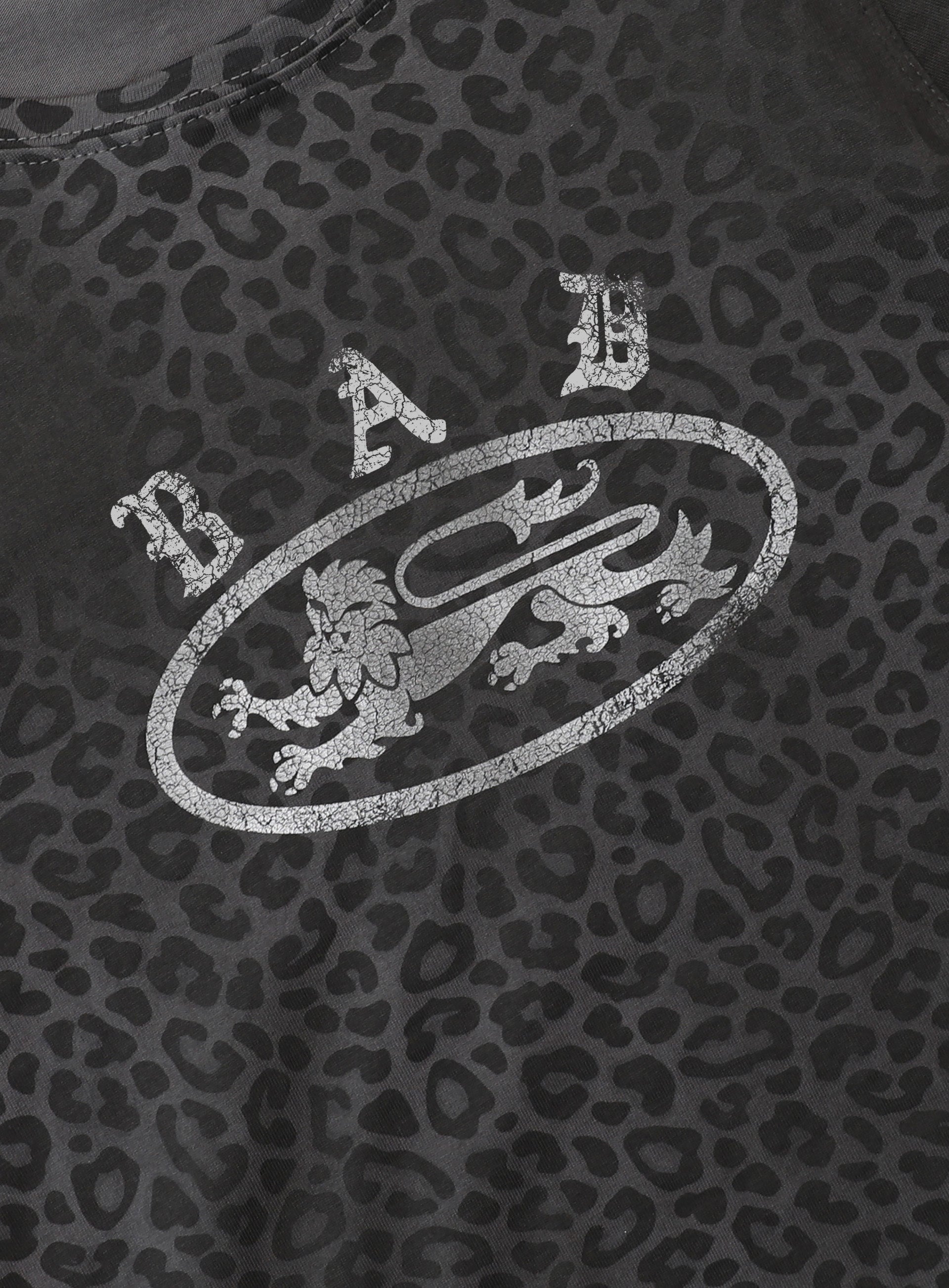 Badblood Crack Print T-Shirt Black Leopard