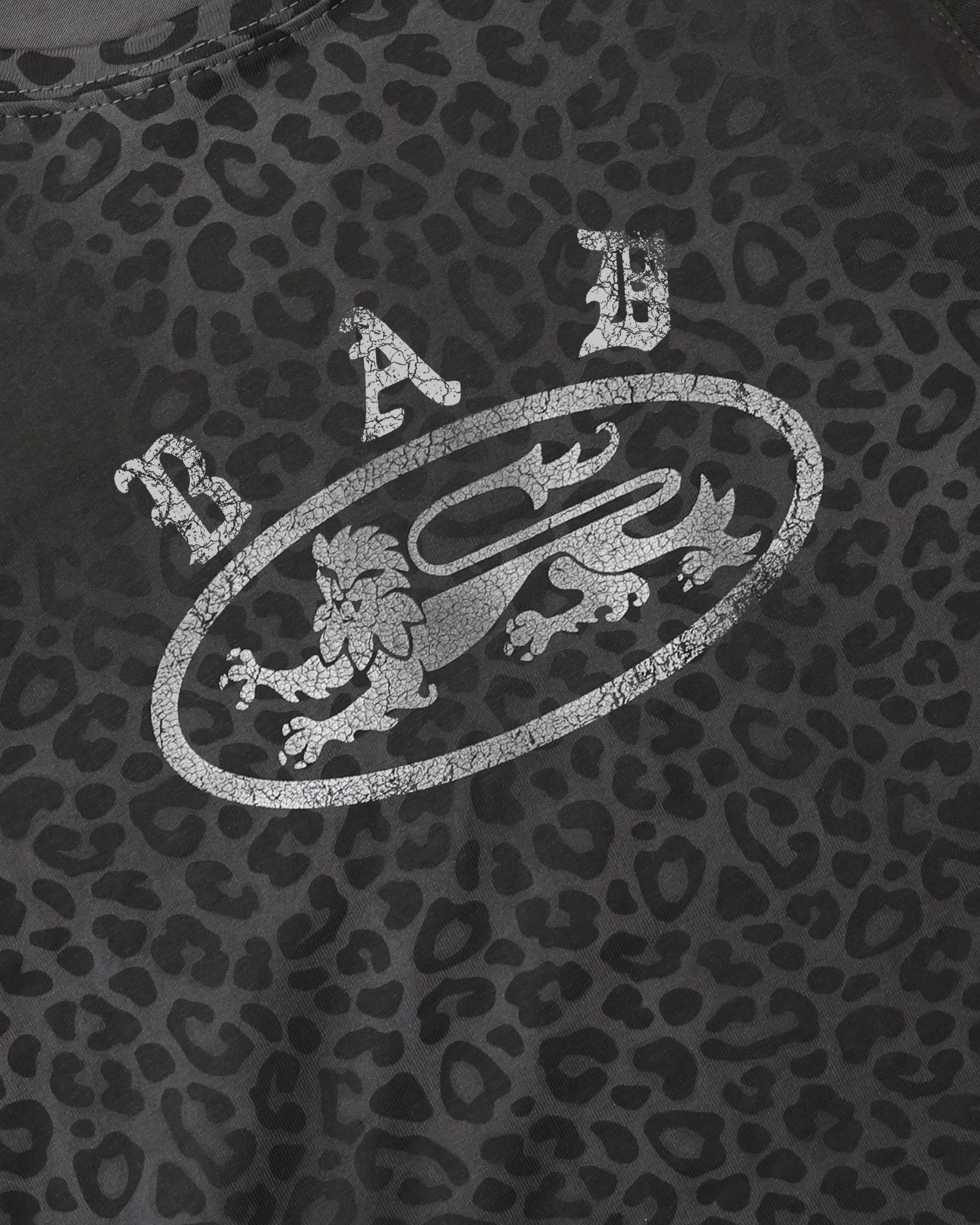 Badblood Crack Print T-Shirt Black Leopard