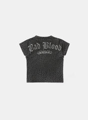 Badblood Crack Print T-Shirt Black Leopard