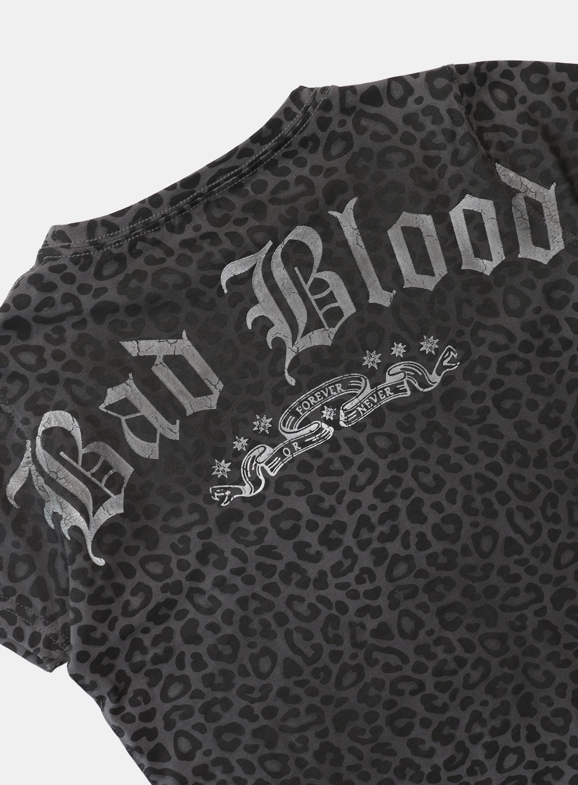 Badblood Crack Print T-Shirt Black Leopard