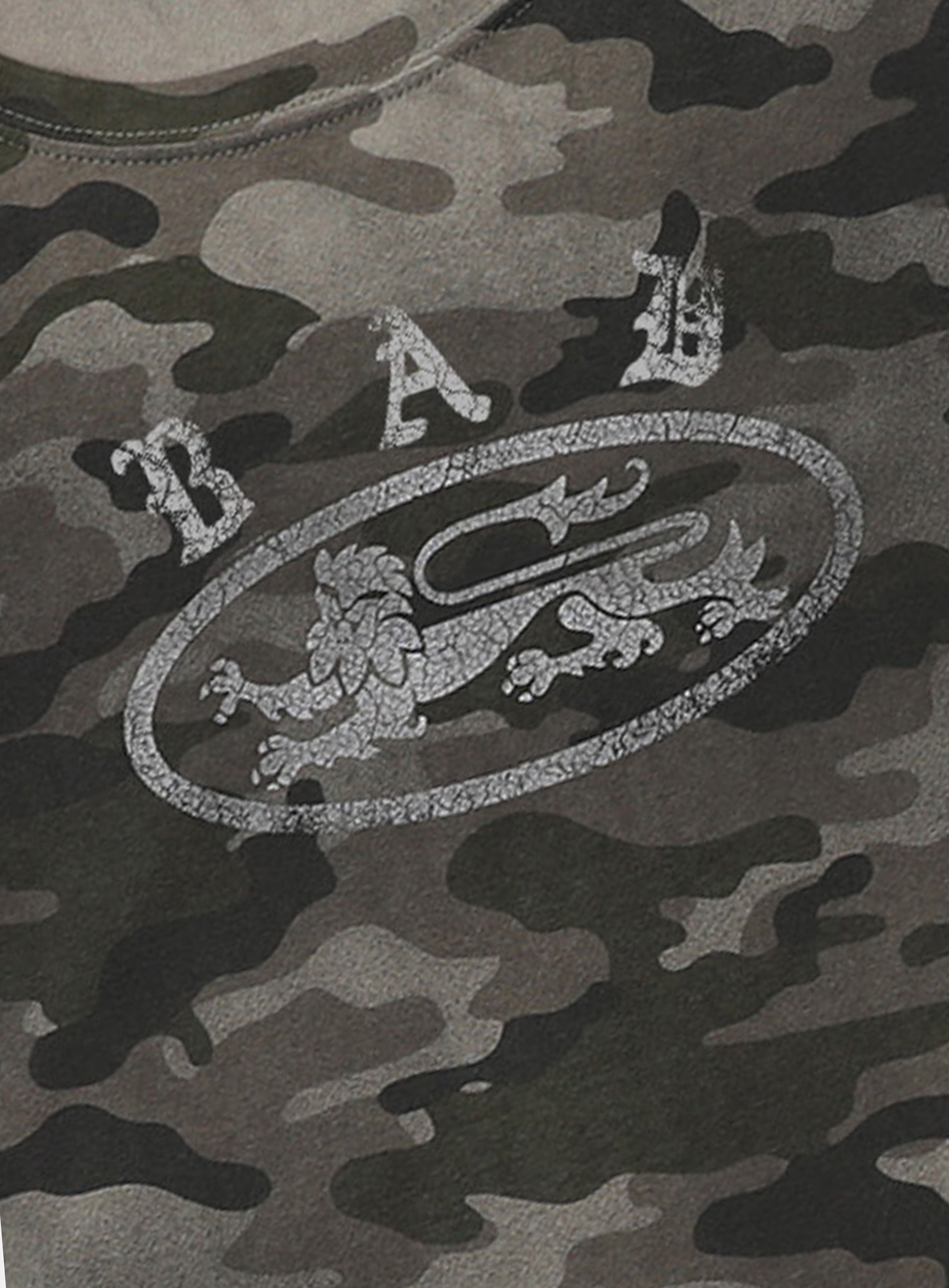 Badblood Crack Print T-Shirt Green Camo