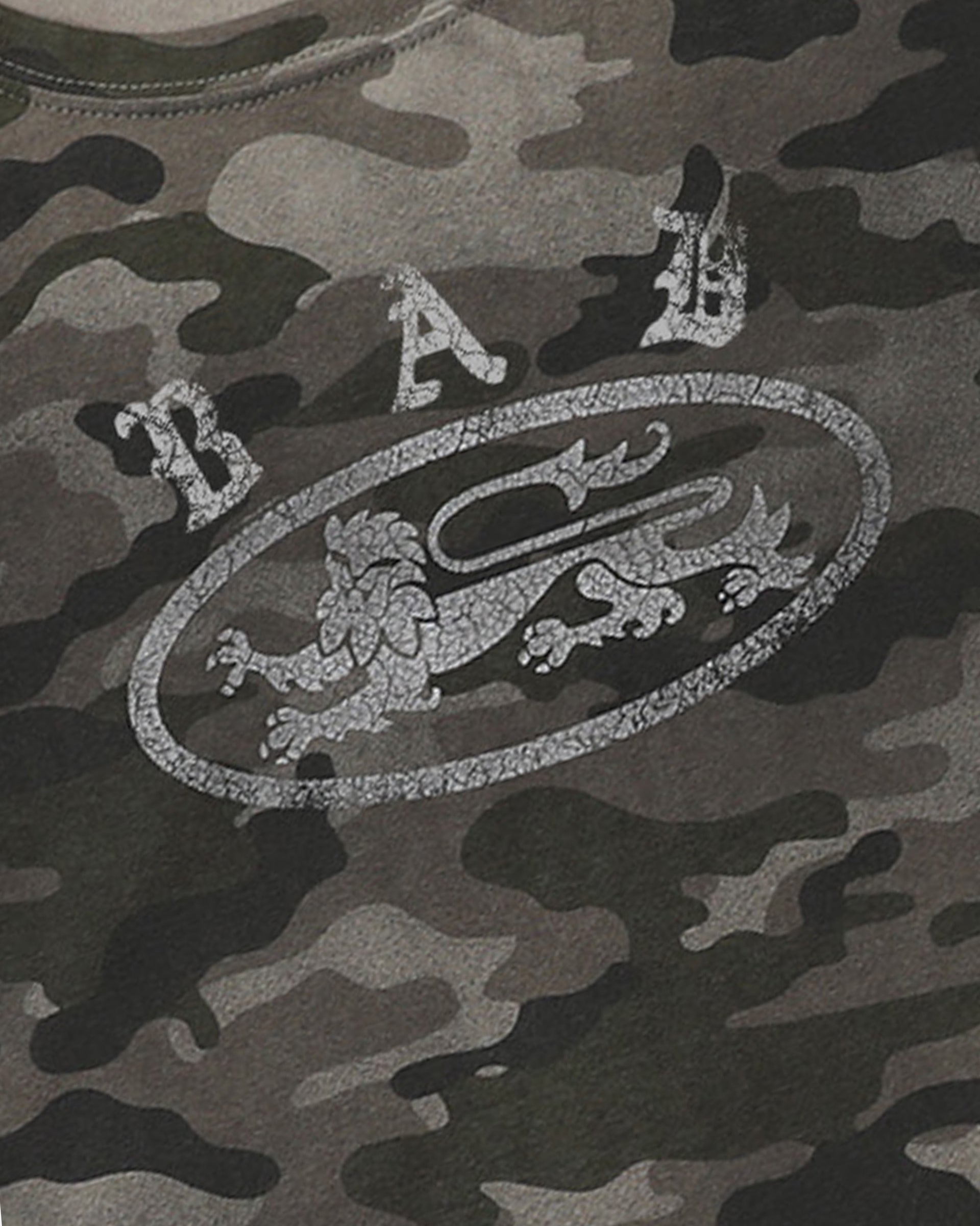 Badblood Crack Print T-Shirt Green Camo