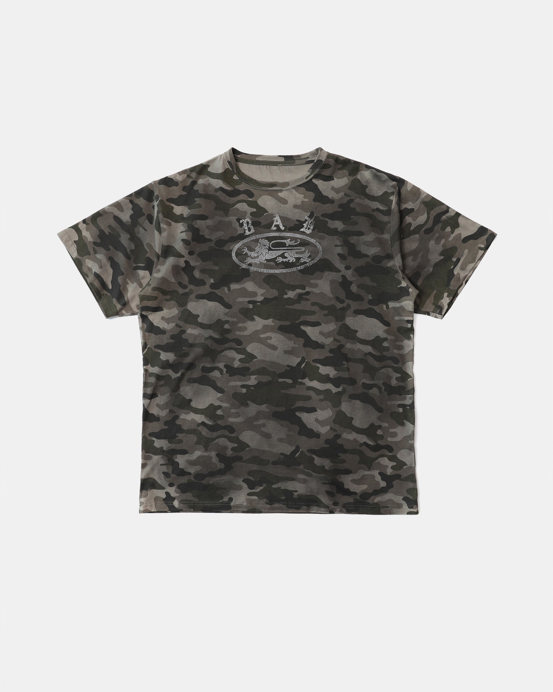 Badblood Crack Print T-Shirt Green Camo