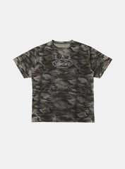 Badblood Crack Print T-Shirt Green Camo