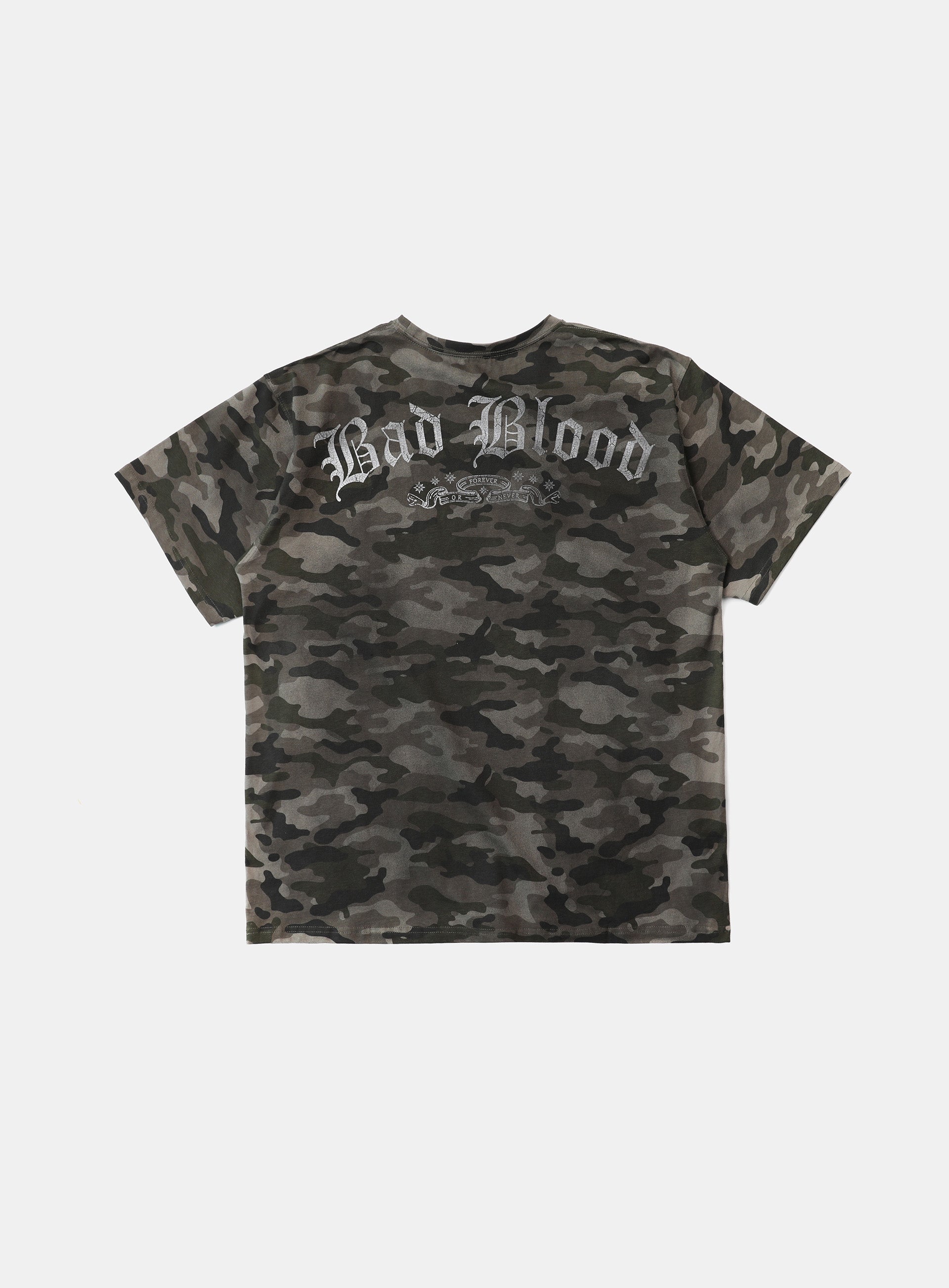 Badblood Crack Print T-Shirt Green Camo