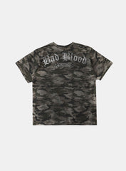 Badblood Crack Print T-Shirt Green Camo
