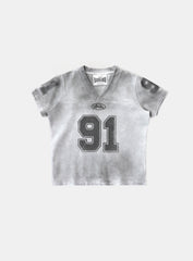 Badblood 91 Crack Print V-Neck T-Shirt White