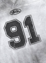 Badblood 91 Crack Print V-Neck T-Shirt White