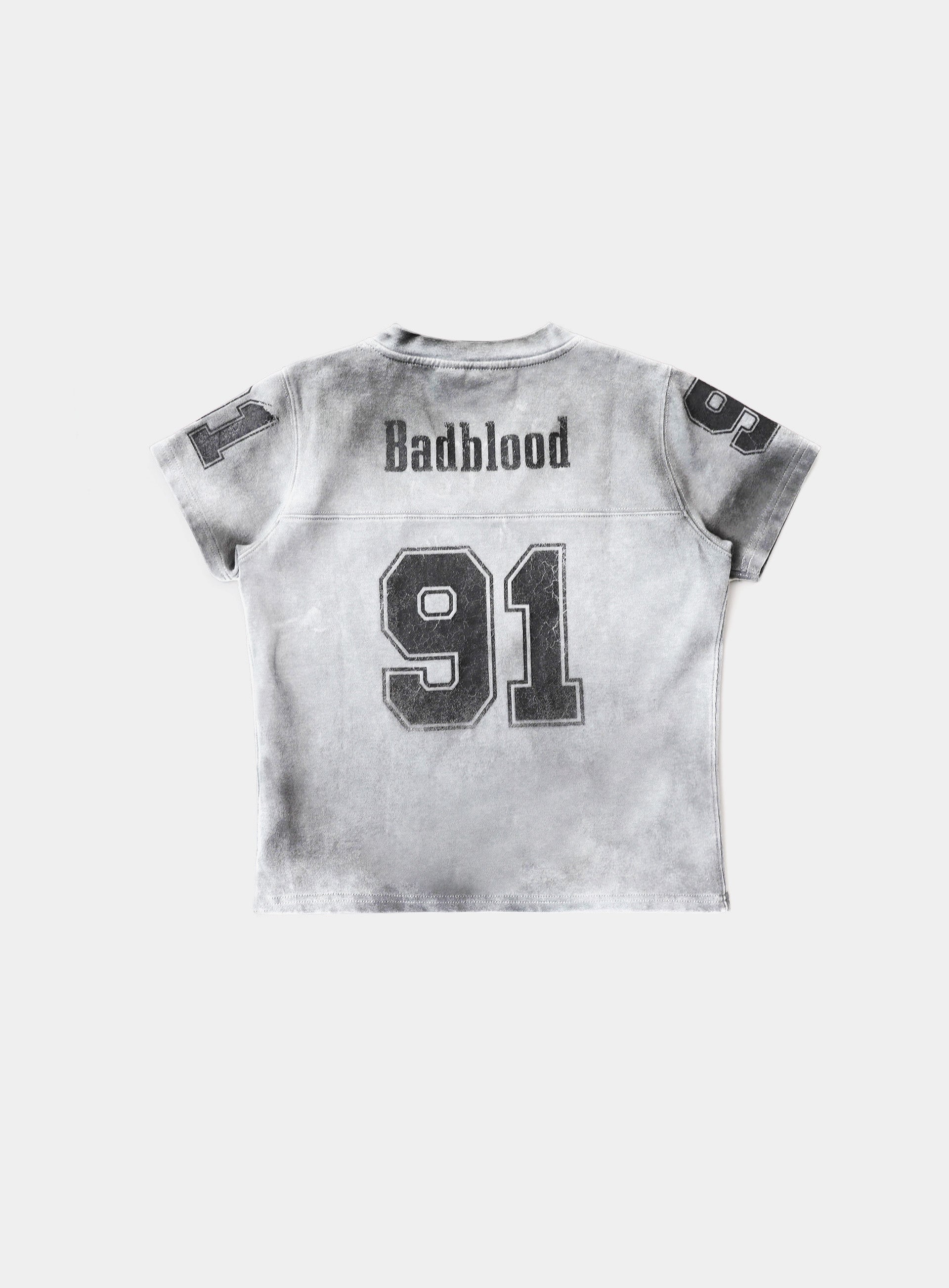 Badblood 91 Crack Print V-Neck T-Shirt White